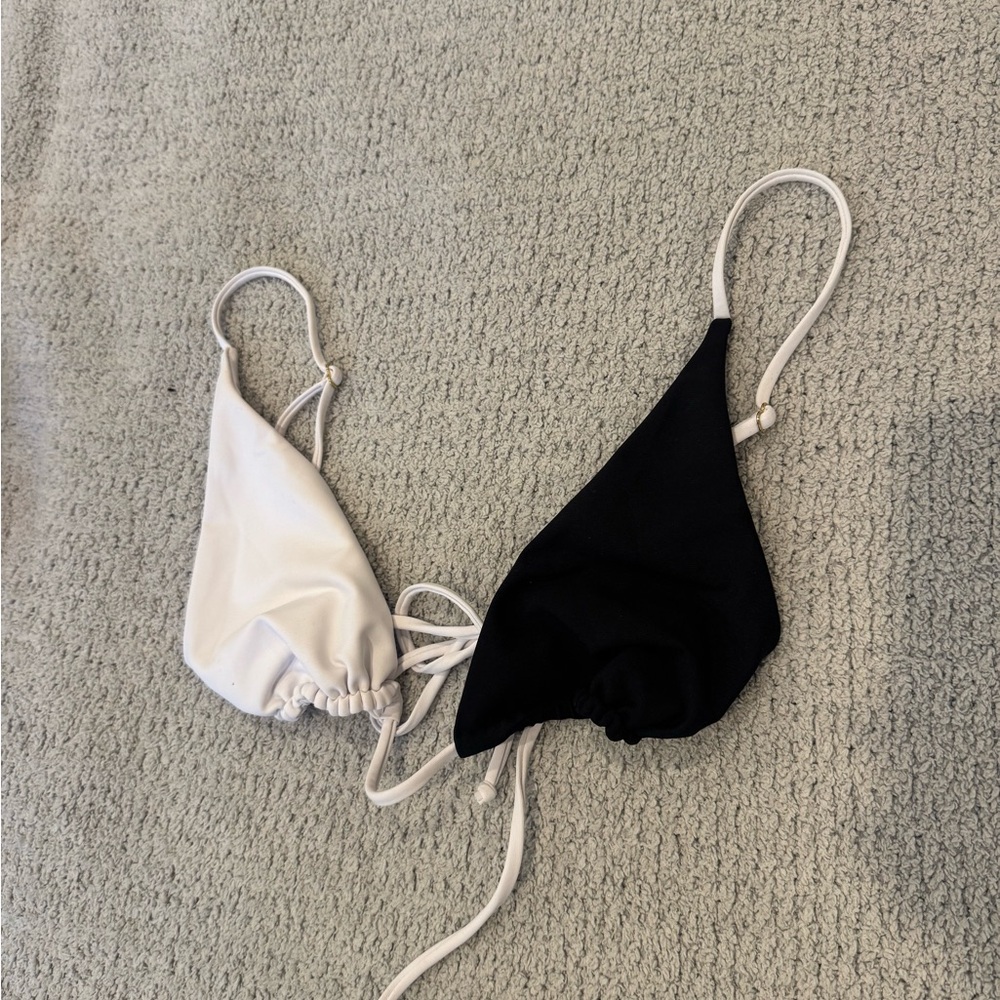 Skatie Black and White Bikini Top
